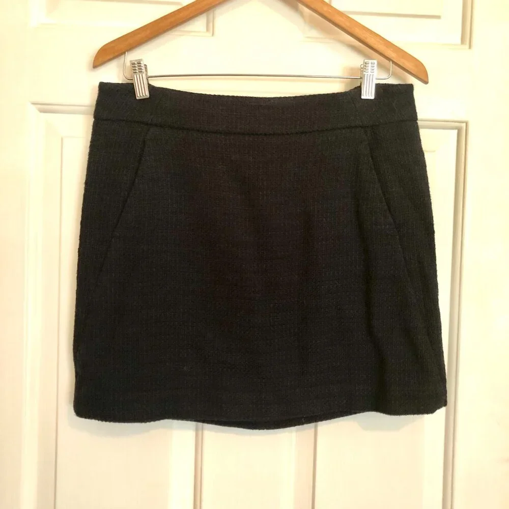 Ann Taylor Loft black/navy tweed mini skirt - Picture 1 of 4